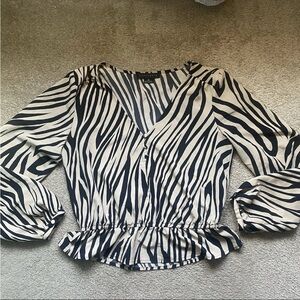 Sanctuary Black and Cream Zebra Print Blouse